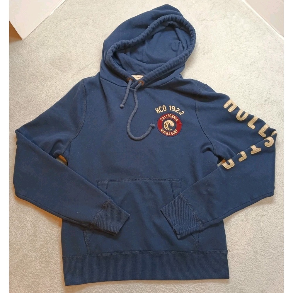 Hollister Co. Y2k Women's Drawstring Navy Blue Sweatshirt Size XL Preppy Casual